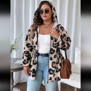 NWOT SHEIN Curve Animal Print Jacket Windbreaker Plus Size Leopard Cheetah